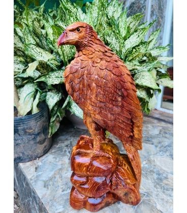 Đại Bàng Đứng Phong Thủy Gỗ Hương Cao 48cm