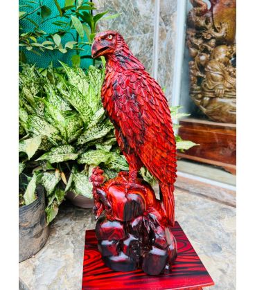 Đại Bàng Đứng Phong Thủy Gỗ Hương Trắc 66cm