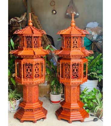 Cặp Lồng Đèn 2 Tầng Gỗ Hương Cao Cấp Cao 127