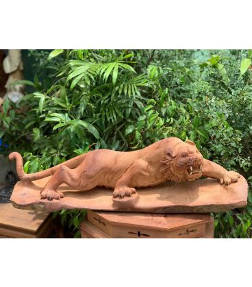 Tượng Linh Vật Con Hổ Gỗ Hương