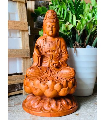 Tượng Bồ Tát Quan Âm Tọa Đài Sen Cao 60cm