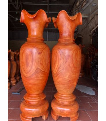 Cặp Lục Bình Gỗ Hương Đỏ Cao 2 Mét
