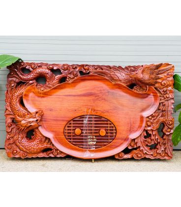 Khay Trà Chạm Rồng - Gỗ Hương