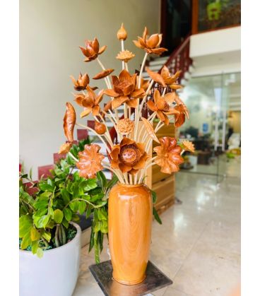 Bình Hoa Sen Gỗ Ngọc Am 25 Cành Cao 47