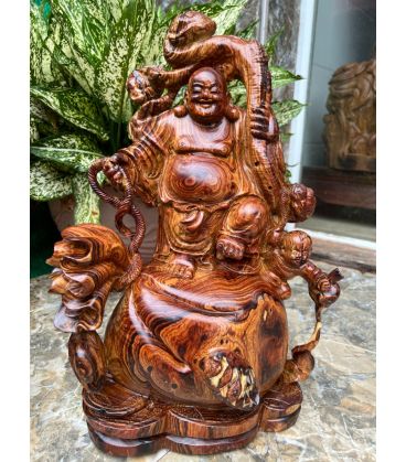 Tượng Di Lặc Nhất Phúc Đứng Bao Tiền - Gỗ Cẩm