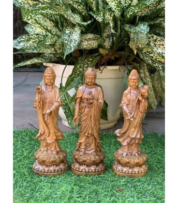 Tượng Tây Thiên Tam Thánh Phật - Gỗ Bách
