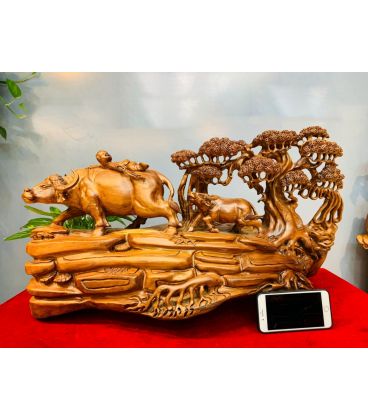 Tác Phẩm Tiểu Đồng Chăn Trâu Trang Trí Phòng Khách - Gỗ Ngọc Am