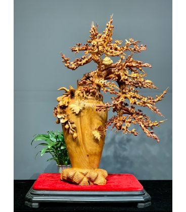 Bình Hoa Mai Phú Quý - Gỗ Hương Ta Quý Hiếm Cao 100cm