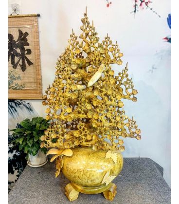Bình Hoa Mai Phú Quý Gỗ Nu Kháo Vàng