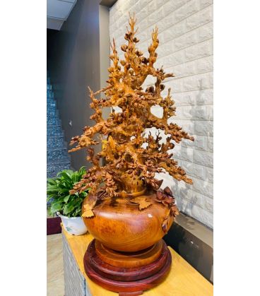 Bình Mai Phú Quý Tái Lộc Bằng Gỗ Hương Cao 1m