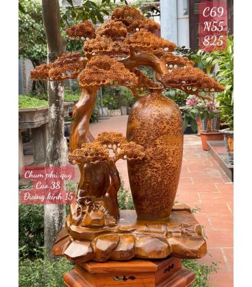 Bình Chum Gỗ Phú Quý Từ Gốc Tùng - Nu Ngọc Am