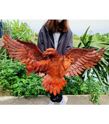 Tượng Đại Bàng Tung Cánh Treo Tường Gỗ Hương Ta Ngang 140cm