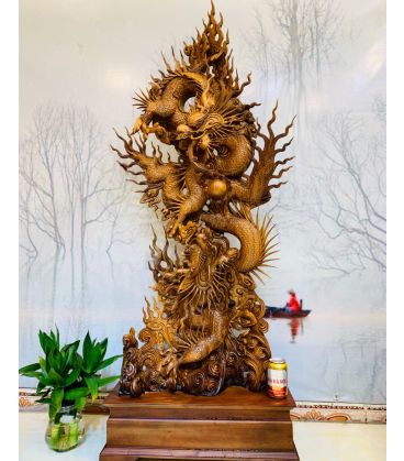 Tượng Song Long Chầu Nguyệt Phong Thủy
