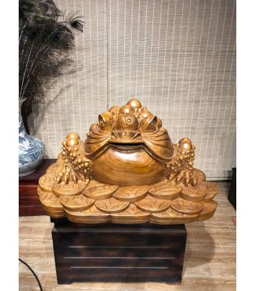 Tượng Cóc Ngậm Tiền Gỗ Xá Xị Siêu Khủng