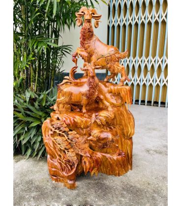 Tượng Tam Dương Khai Thái - Gỗ Hương Ta Liền Khối Cao 80cm