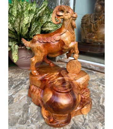 Tượng Dê Nhất Dương Phong Thủy - Gỗ Hương Ta
