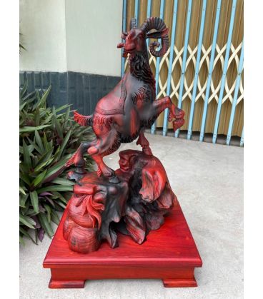 Tượng Dê Nhất Dương Phong Thủy - Gỗ Trắc Đỏ Đen