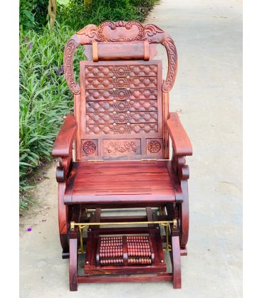 Ghế Lười Đu Đưa Tựa Lưng - Thư Giãn Đọc Sách Xem TV Gỗ Cẩm