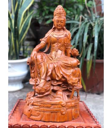 Tượng Quán Âm Tự Tại Gỗ Hương Cao 40