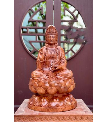 Tượng Bồ Tát Quan Âm Tọa Đài Sen Cao 50cm Cao Cấp