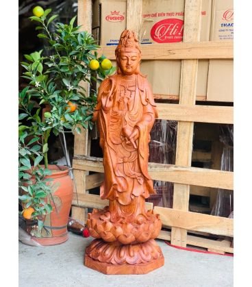 Quán Âm Đứng Đài Sen Cao 80cm