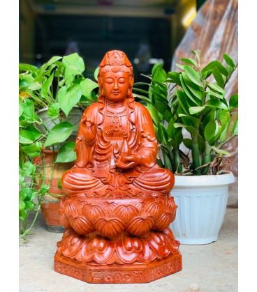 Tượng Gỗ Quan Âm Hương Cao 50 Đế Lục Giác