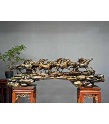 Cầu Bát Mã Truy Phong Ngang 145cm Gỗ Mun Hóa