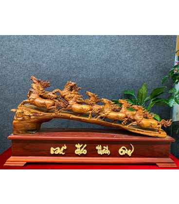 Tượng Bát Mã Truy Phong - Gỗ Sưa Đỏ Quý Hiếm