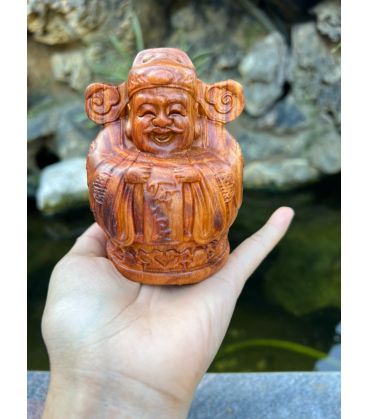 Tượng Thần Tài Gỗ Sưa Đỏ Bắc Để Ô Tô - Trang Trí