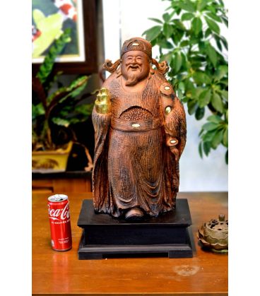 Tượng Gỗ Thần Tài Gỗ Bách Xanh Cao 56cm