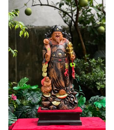 Tượng Gỗ Thần Tài Gỗ Bách Xanh Cao 70cm