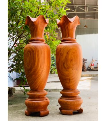 Cặp Lục Bình Trơn - Gỗ Hương Đỏ Tự Nhiên Tuyệt Đẹp Miễn Phí Ship