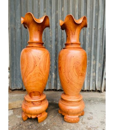 Cặp Lục Bình Gỗ Hương Đá Cao 1m