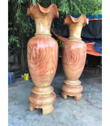Cặp Lục Bình Gỗ Hương Đỏ Nam Phi Cao 2m2
