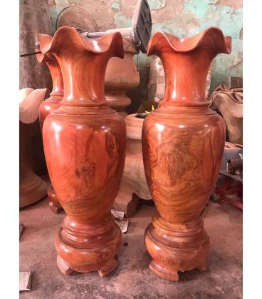 Cặp Lục Bình Gỗ Hương Đỏ Cao 110