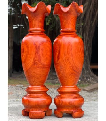 Cặp Lục Bình Gỗ Hương Đỏ Nam Phi Cao 140 Cm