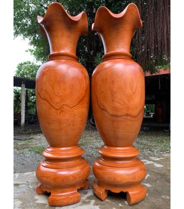 Cặp Lục Bình Gỗ Hương Đỏ Nam Phi Cao 2m1