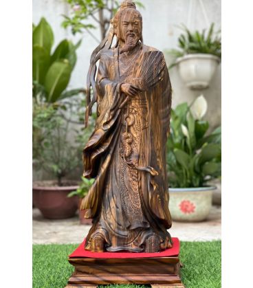 Gia Cát Khổng Minh Cầm Quạt Gỗ Mun