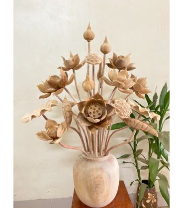 Bình Hoa Sen Gỗ Ngọc Am 21 Cành