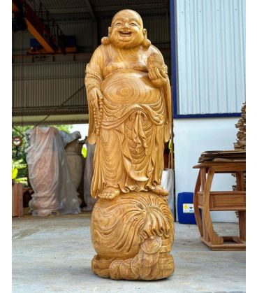 Tượng Di Lặc Vạn Sự Như Ý Cao 180cm Gỗ Cẩm Vàng