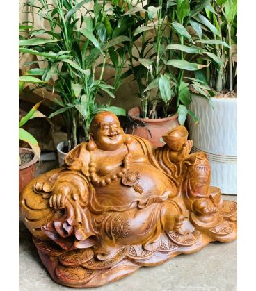 Tượng Di Lặc Ngồi Bao Tiền Gỗ Hương Ta