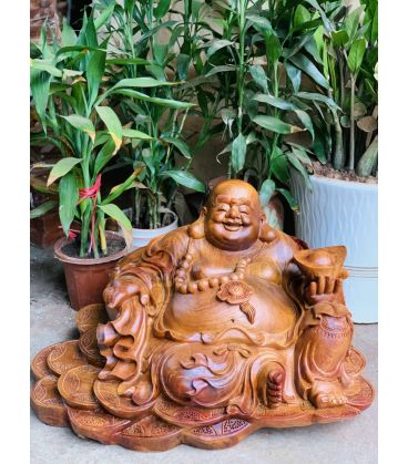 Tượng Di Lặc Ngồi Bảo Tiền Ngang 65cm