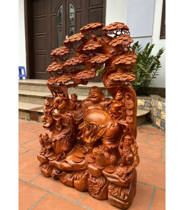 Tượng Di Lặc Ngũ Phúc Gỗ Hương Ta Cao 85