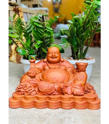Di Lặc Ngồi Bưng Thỏi Vàng Ngang 50cm