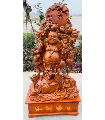 Tượng Di Lặc Vác Cành Đào Cùng 3 Chú Tiểu