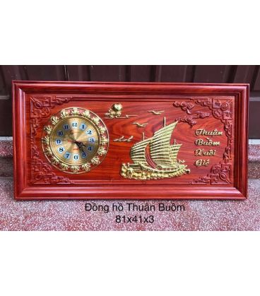 Tranh Gỗ Đồng Hồ Treo Tường Thuận Buồm Xuôi Gió