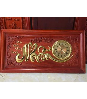 Tranh Đồng Hồ Chữ Nhẫn Mạ Vàng