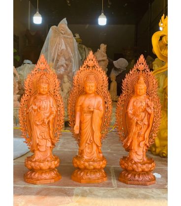 Bộ Tam Thánh Cao 50 Có Lá Đề Đứng Đài Sen