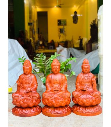 Tượng Gỗ Tam Thánh Tọa Đài Sen Cao 50