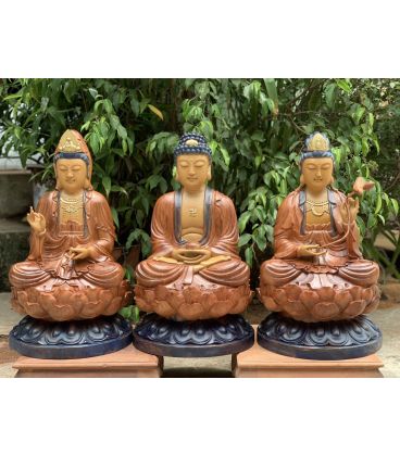 Tượng Tam Thánh Tọa Đài Sen Cao 50 Sơn Giả Cổ